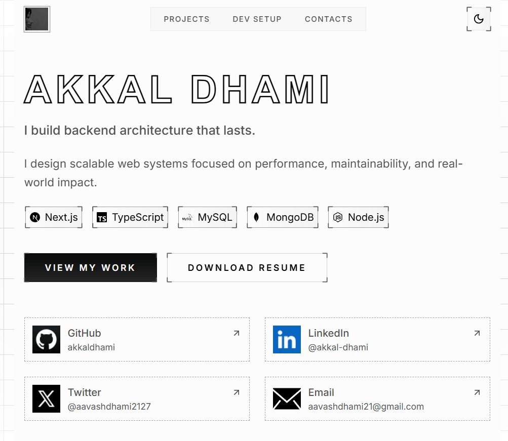Minimal Developer Portfolio